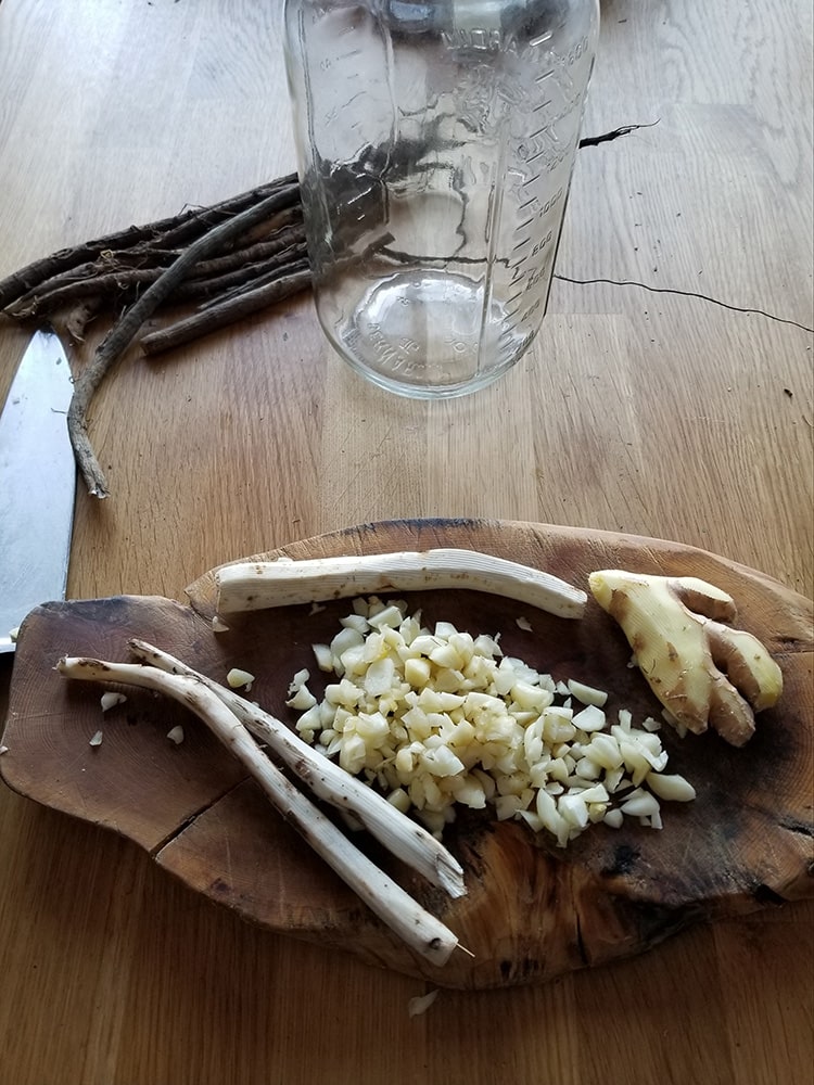 roots on chopping board